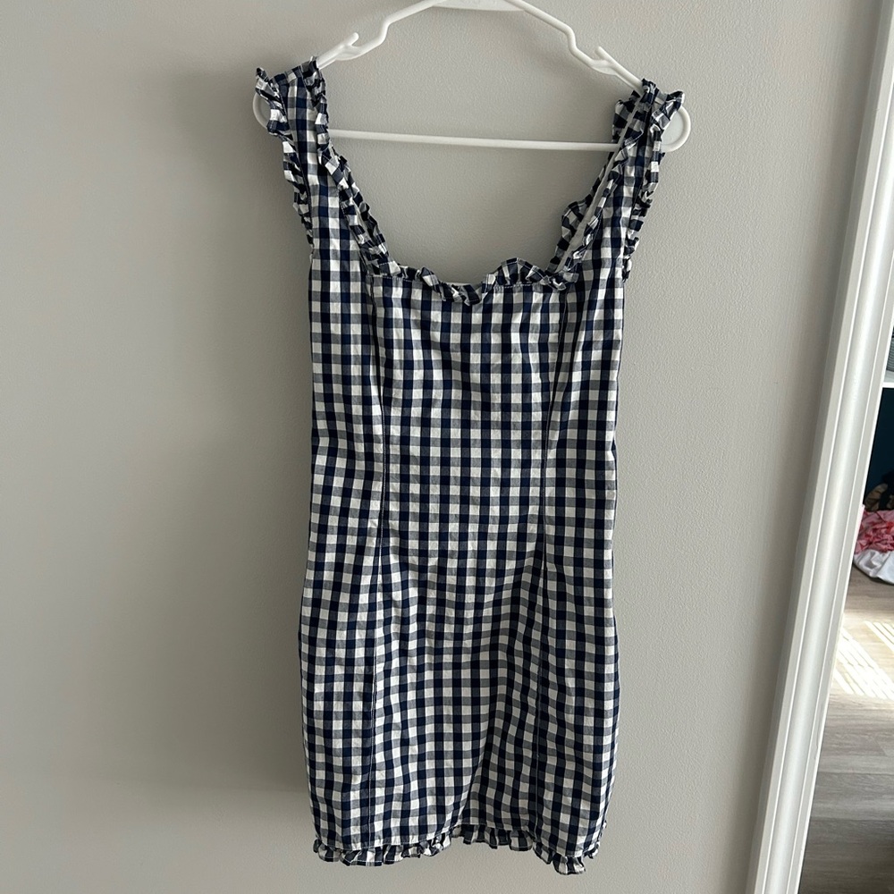 J. Crew Navy and White Checkered Dress
